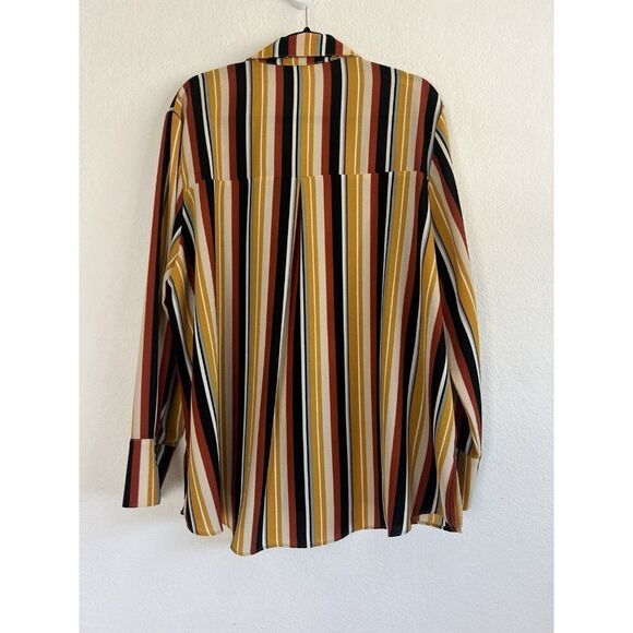 Moa Moa Vintage Striped Textured Multicolored Long Sleeve Button Up Blouse 3X - Picture 2 of 13